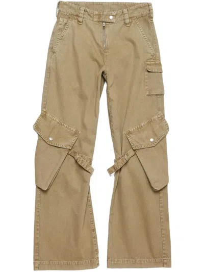 Acne Studios Wide Leg Denim Cotton Jeans With Cargo Pockets