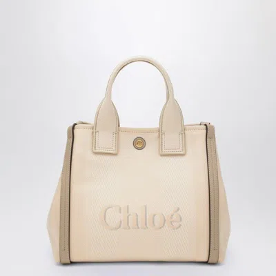 Chloé Carry Small Tote Bag In Blushy Beige Canvas