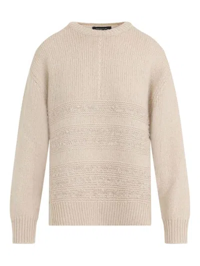 Fabiana Filippi Textured Knit Camel Sweater With Ribbed Edges In Neutral
