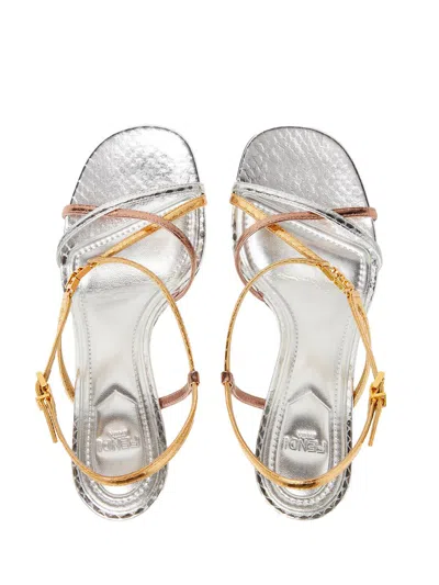 Fendi Ffold Multicolour Metallic Ayers High-heeled Sandals Shoes