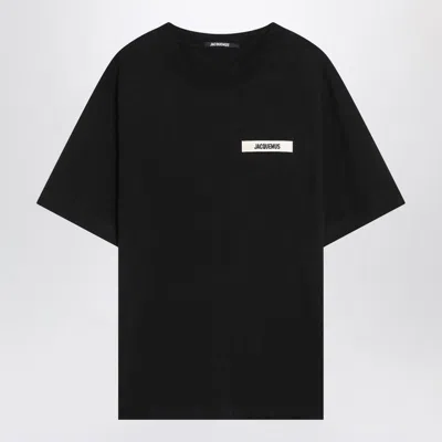 Jacquemus Black Crewneck T-shirt With Logo Detail In Black