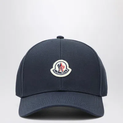 Moncler Men Cotton Gabardine Baseball Cap In Blue