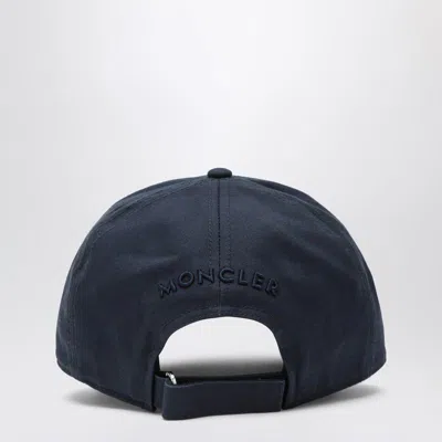 Moncler Men Cotton Gabardine Baseball Cap In Blue