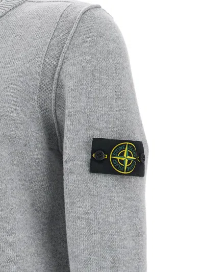 Stone Island Lightweight Wool Crew Neck Sweater With Raglan Sleeves Clothing In Gray