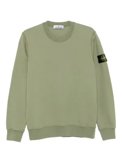 Stone Island Logo-patch Crew Neck Sweatshirt In Green