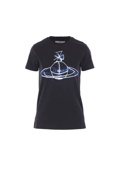 Vivienne Westwood Classic Black T-shirt With Iconic Orb Print