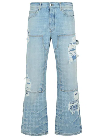 Amiri Mens Faded Indigo Repair Carpenter Monogram Denim Jeans In Blue