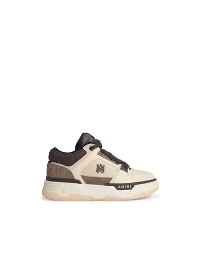 Amiri Brown Low Top Sneakers With Logo Detail On The Side And Mesh Panels In Suede Man