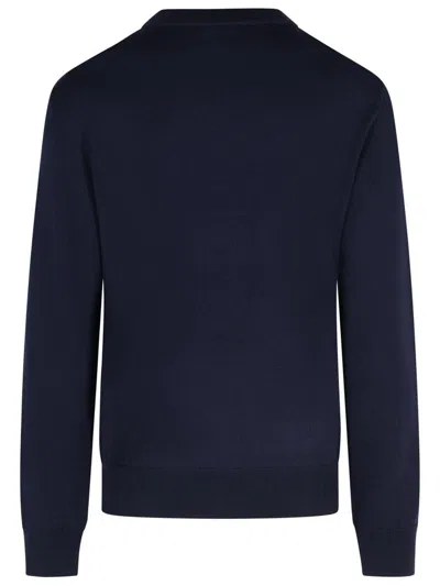 Balmain Navy Merino Intarsia Logo Sweater