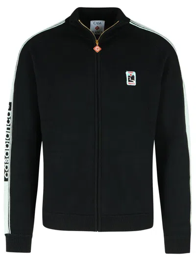 Casablanca Merino Wool Sweatshirt With Logo In Black