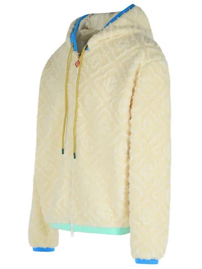 Casablanca Men Beige Jacket With All-over Monogram And Fixed Hood In Fabric Man In Neutral