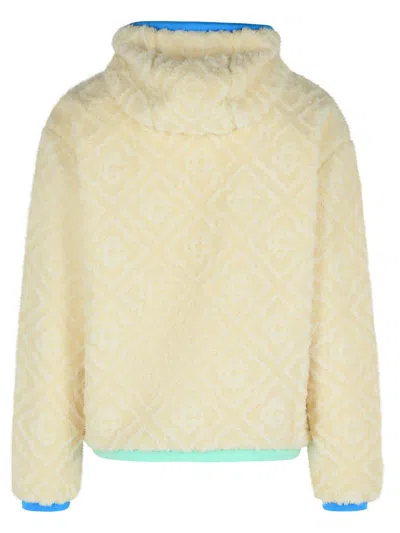 Casablanca Men Beige Jacket With All-over Monogram And Fixed Hood In Fabric Man In Neutral