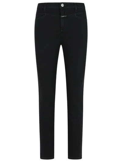 Closed Zippered Tapered Denim Jeans In Black