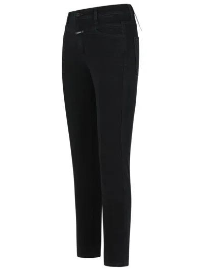 Closed Zippered Tapered Denim Jeans In Black