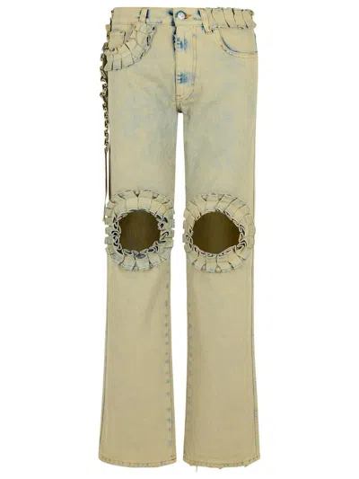 Coperni Ruffle-detail Cut-out Boyfriend Jeans In Nude