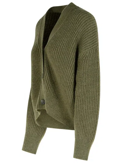 Closed Wool Blend V-necked Cardigan In Green