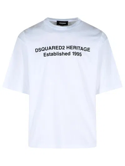 Dsquared2 Mens White Heritage 95 Text-print Cotton T-shirt Xl In White