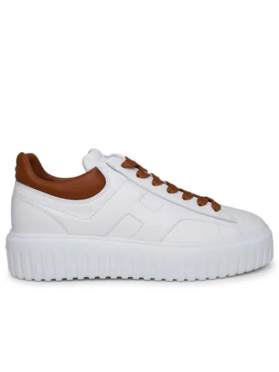 Hogan White Leather Sneakers With Sole In White