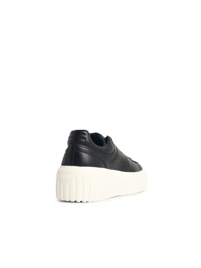 Hogan Leather Sneakers With Platform Sole And Embellished Stripes In Black