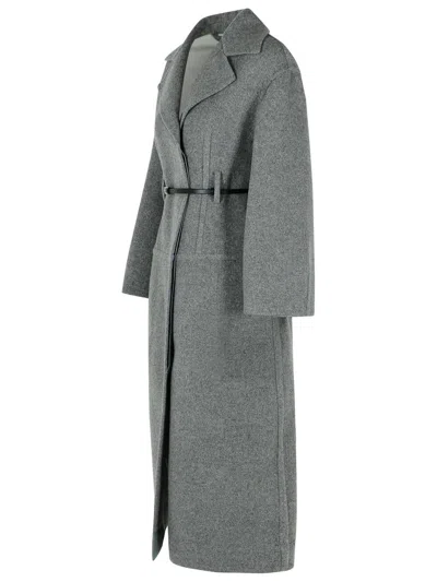 Jil Sander Grey Virgin Wool Coat In Gray