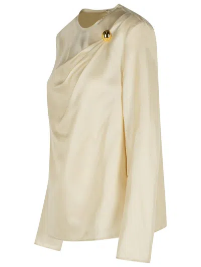 Loulou Studio 'azae' Draped Blouse In Ivory Silk In Neutral