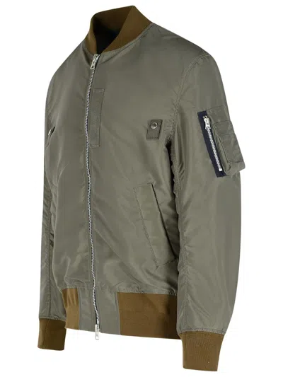 Sacai 'taupe' Nylon Bomber Jacket In Green