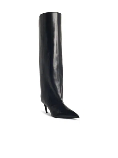 Attico Leather High Shaft Ankle Boots With Pointed Toe
