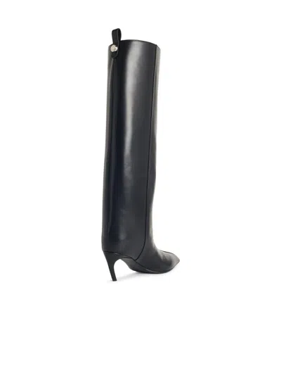 Attico Leather High Shaft Ankle Boots With Pointed Toe
