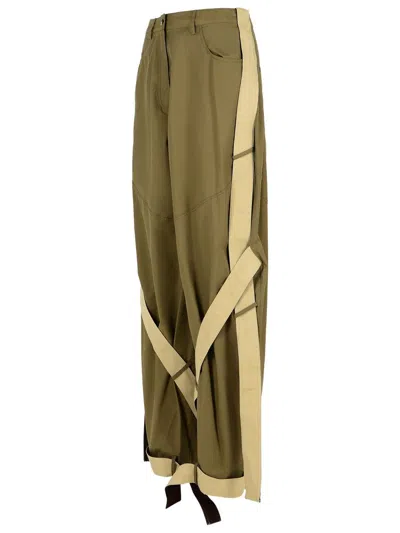 Attico Cargo Trousers With Strap And Pocket In Green