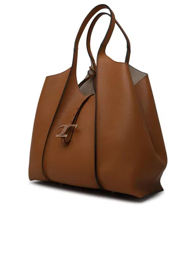 Tod's 'timeless' Brown Leather Shopping Bag