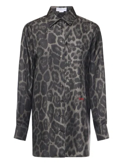 Stella Mccartney Leopard-print Silk Shirt In Gray