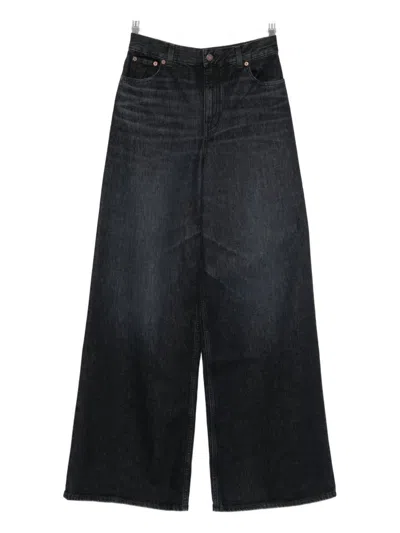 Chloé Wide-leg Cotton Trousers With Belt Loops In Black