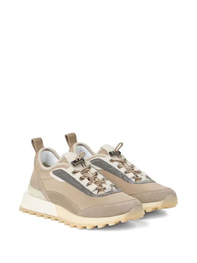 Brunello Cucinelli Chunky Sole Suede Finish Sneakers In Neutral