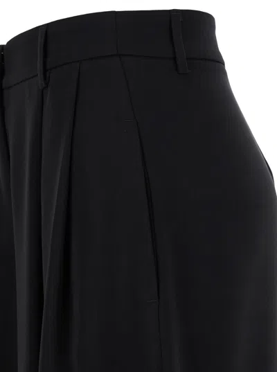 Plain Black Pants With Belt Loops And Wide Leg In Cady Woman In Black