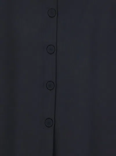 Plain Blue Blouse With Three-quarter Sleeves