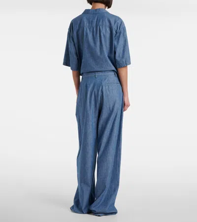 The Row Rufos Twill Wide-leg Pants In Blue