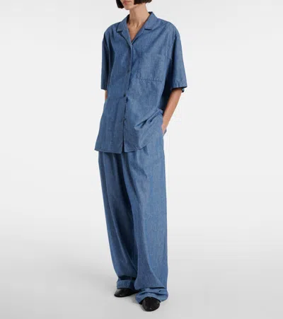 The Row Rufos Twill Wide-leg Pants In Blue