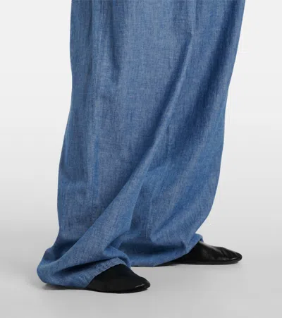 The Row Rufos Twill Wide-leg Pants In Blue