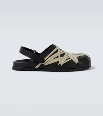 Rick Owens Megalace Mule Leather Clogs
