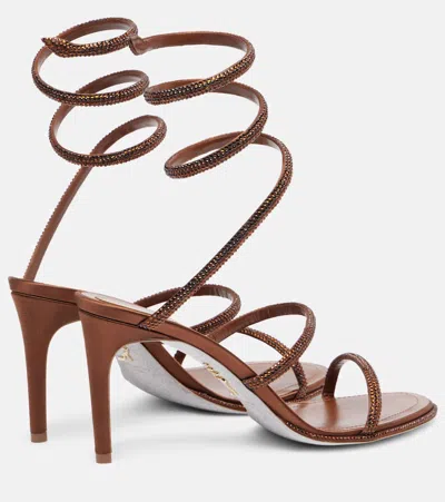 René Caovilla Cleo 80 Embellished Satin Sandals