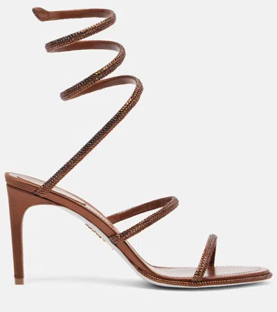 René Caovilla Cleo 80 Embellished Satin Sandals