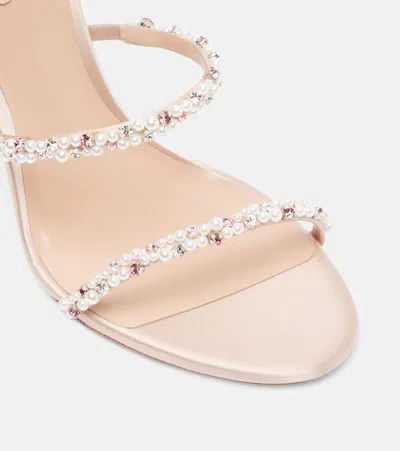 René Caovilla Cleo 105 Embellished Satin Sandals In Pink