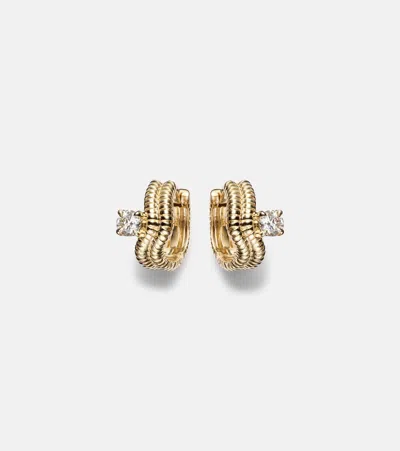 Stone And Strand Second Hole Freddy 14kt Gold Huggie Earrings With Diamonds