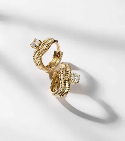 Stone And Strand Second Hole Freddy 14kt Gold Huggie Earrings With Diamonds