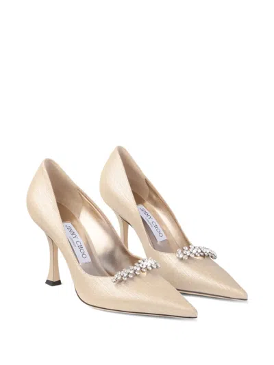 Jimmy Choo 90mm Belinda Crystal-embellished Pumps In Gold