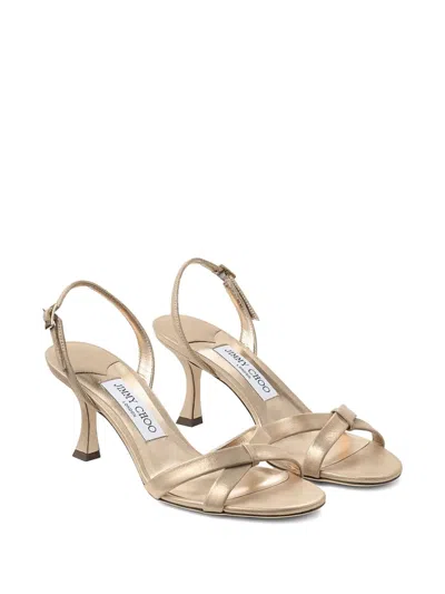 Jimmy Choo Elsy 70 Metallic Leather Sandals In Gold