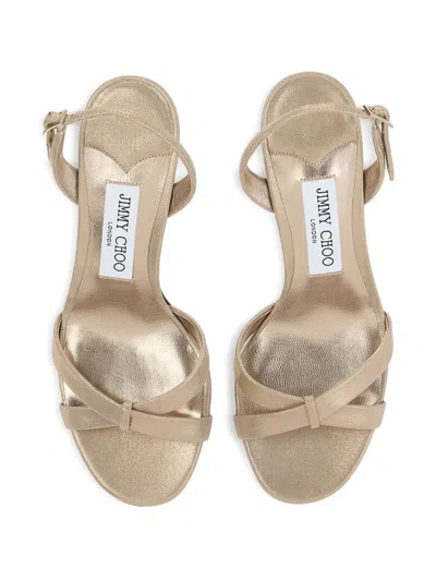 Jimmy Choo Elsy 70 Metallic Leather Sandals In Gold