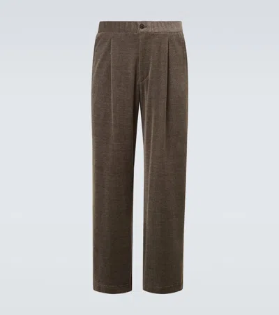 Giorgio Armani Cotton-blend Wide-leg Pants In Gray