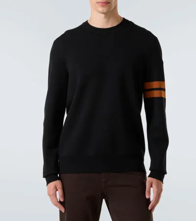 Zegna Crewneck Sweater With Ribbed Cuffs And Hem In Black