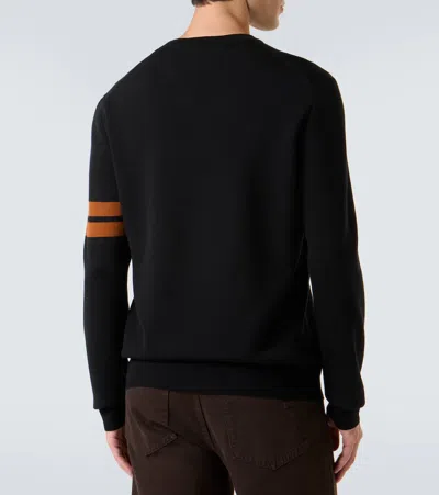 Zegna Crewneck Sweater With Ribbed Cuffs And Hem In Black
